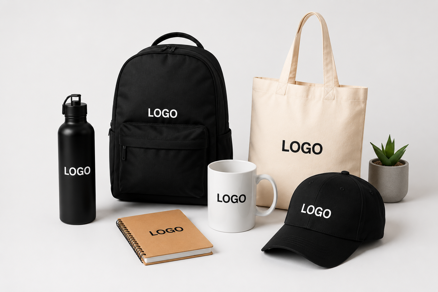 Produse promoționale personalizate: rucsac, sacoșă, cană, șapcă, agendă și sticlă