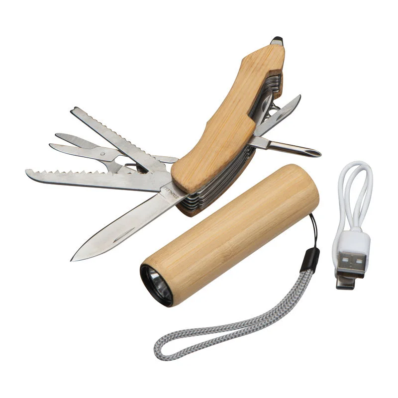 Set cadou cu lanternă LED și cuțit ecologic Linz